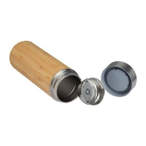 Stainless steel mug with tea strainer in bamboo l