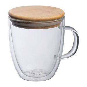 Double-walled glass with handle and 350 ml fillin