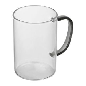 glass mug with coloured handle