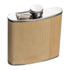 Hip flask with bamboo cover