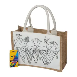 Jute cotton bag for colouring in