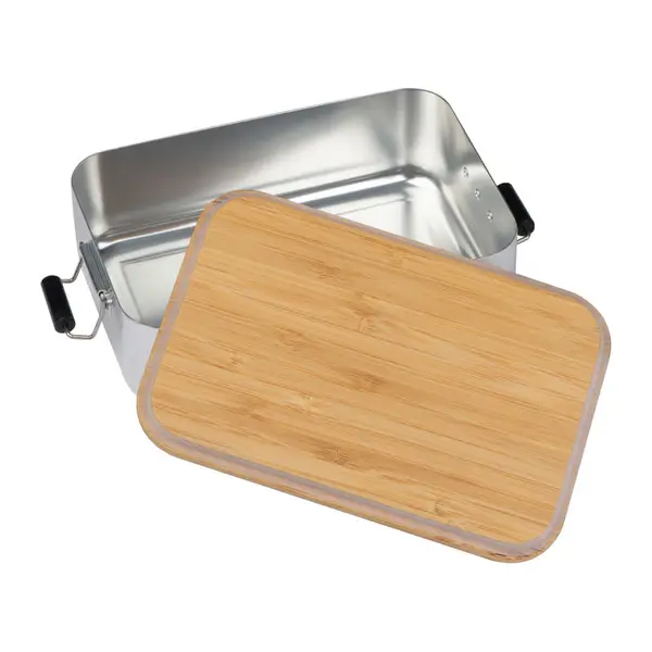 stainless steel lunchbox with bamboo lid 
